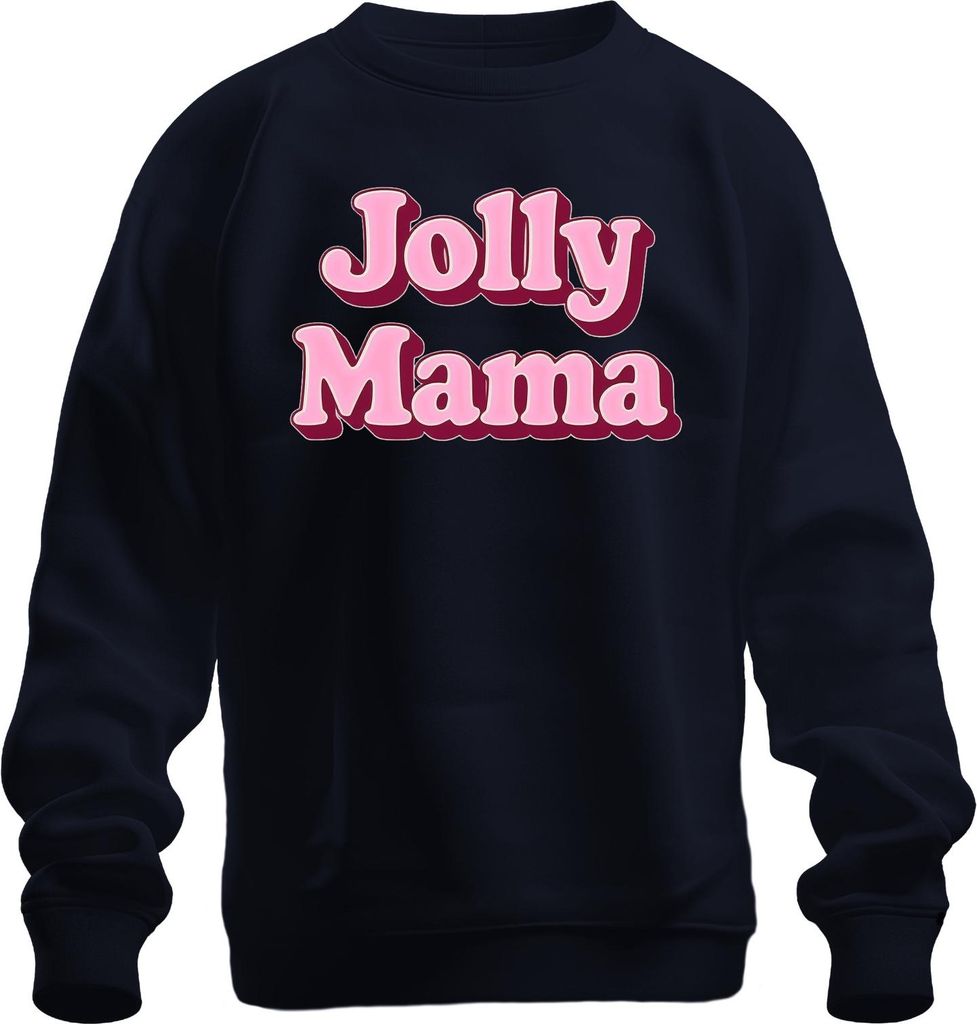 Jolly Mama Geschenk für Mama Muttertag Retro Schriftzug Pink Uni Sweatshirt Pullover, Navy, XL