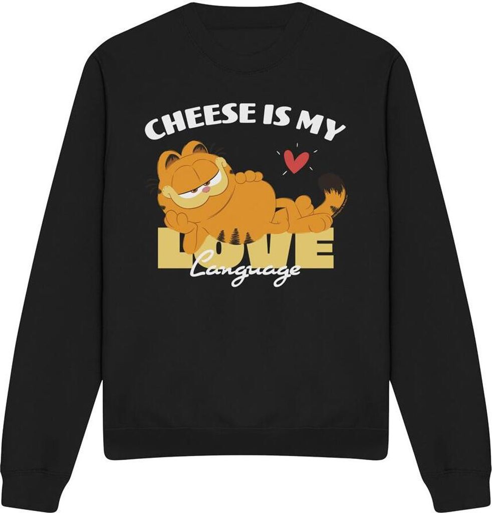 Garfield Movie - "Cheese Is My Love Language" Sweatshirt für Herren/Damen Uni TV12553 (L) (Schwarz)