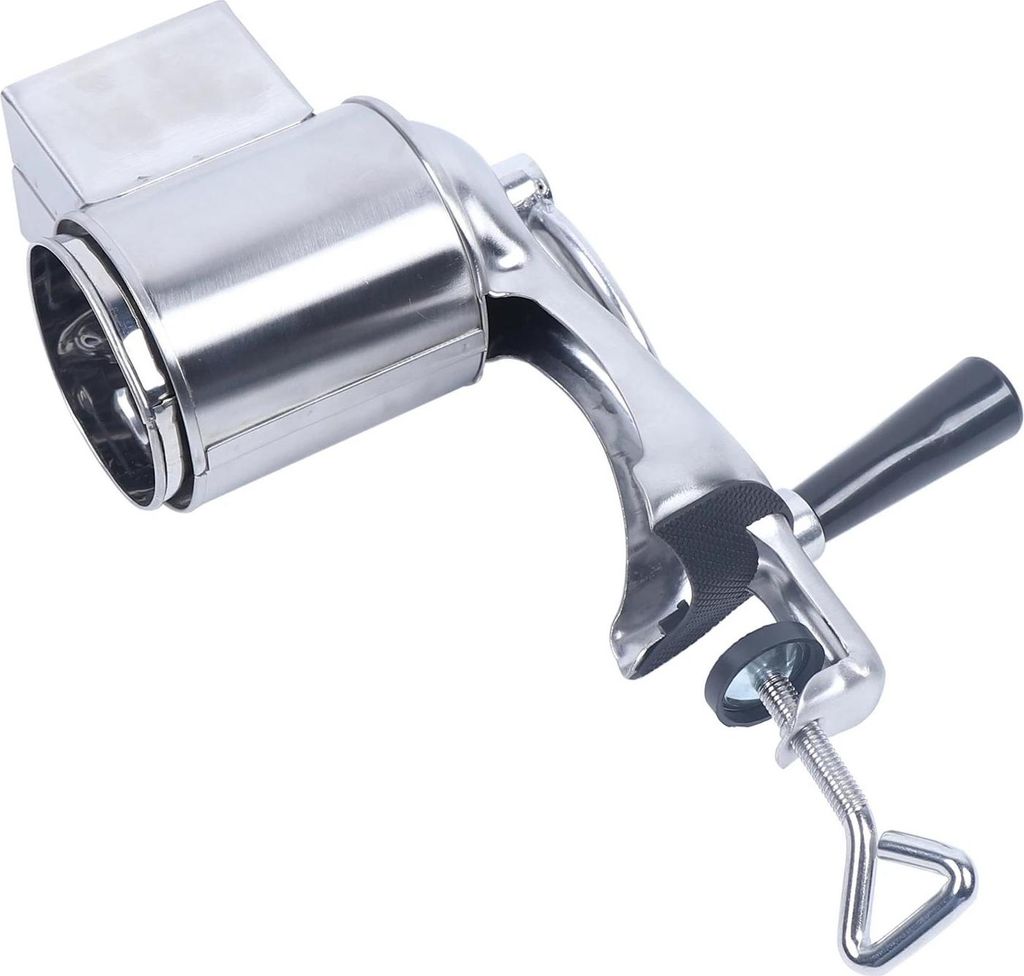 Trommelreibe, Lebensmittelmühle und Nussmühle, Set mit 5 Trommelklingen, Silber