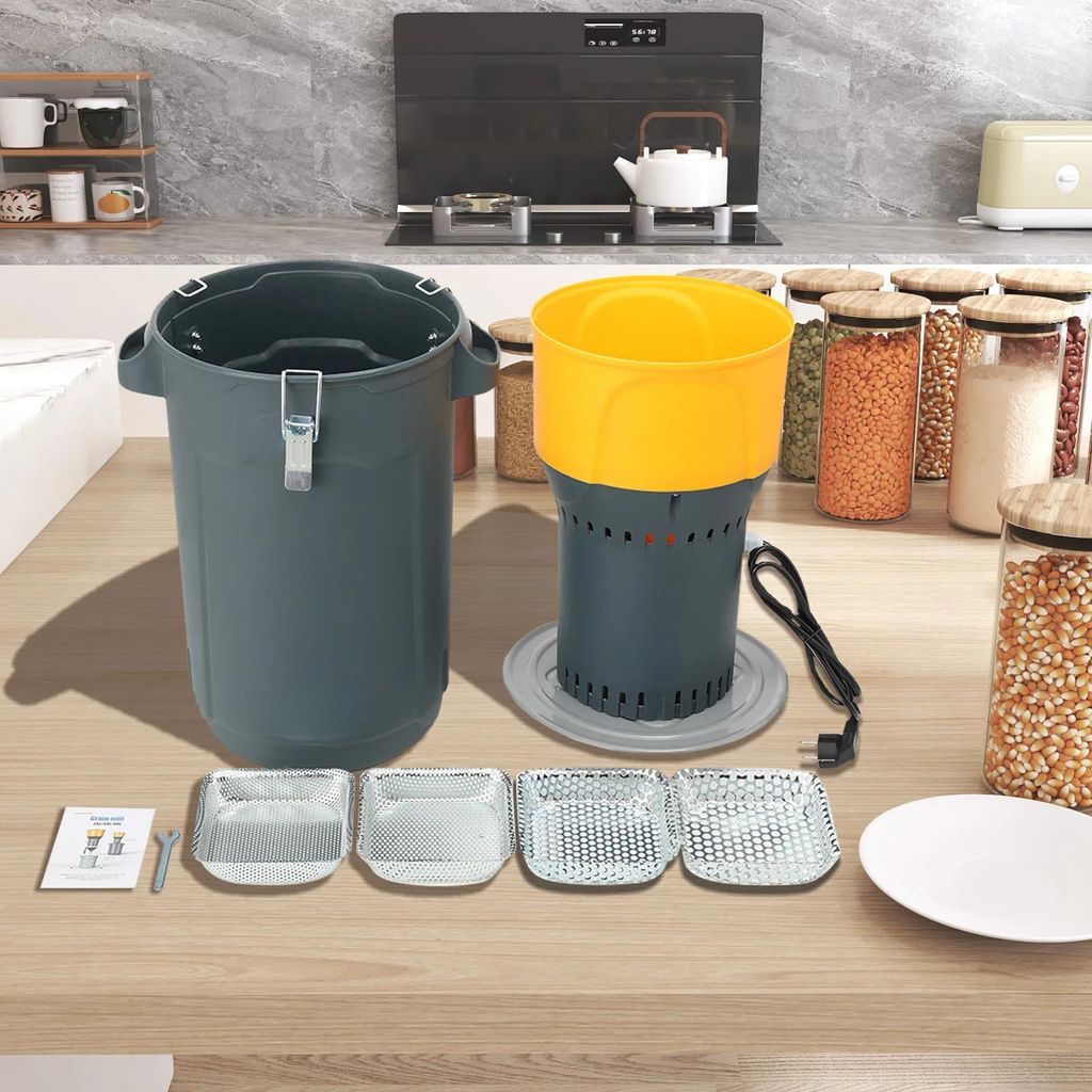 Getreidemühle - Elektrische Kornmühle - 25 L Kapazität - 5 Siebe - Für Mais und Weizen