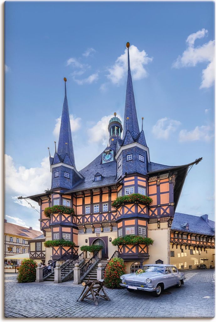 ARTland Leinwandbild Rathaus Wernigerode, Fachwerkhaus Größe: 20x30 cm