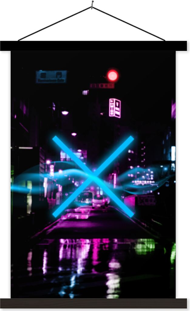 MuchoWow Textilposter Spiel - Neon - Spielen - Abstrakt 120x180 cm mit schwarzem Rahmen - Fotos