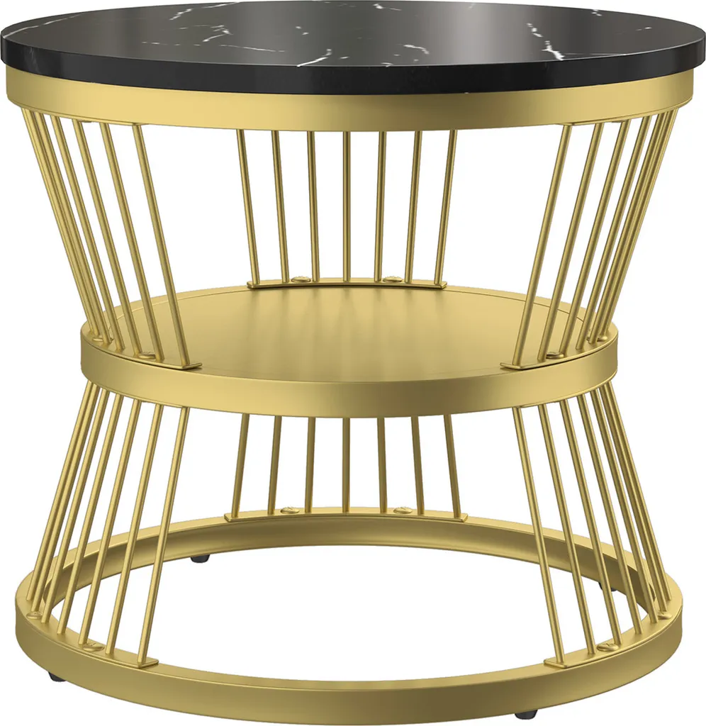 Table Basse pour Petit Salon Lot de 2 Tables Gigognes Rondes en Ardoise