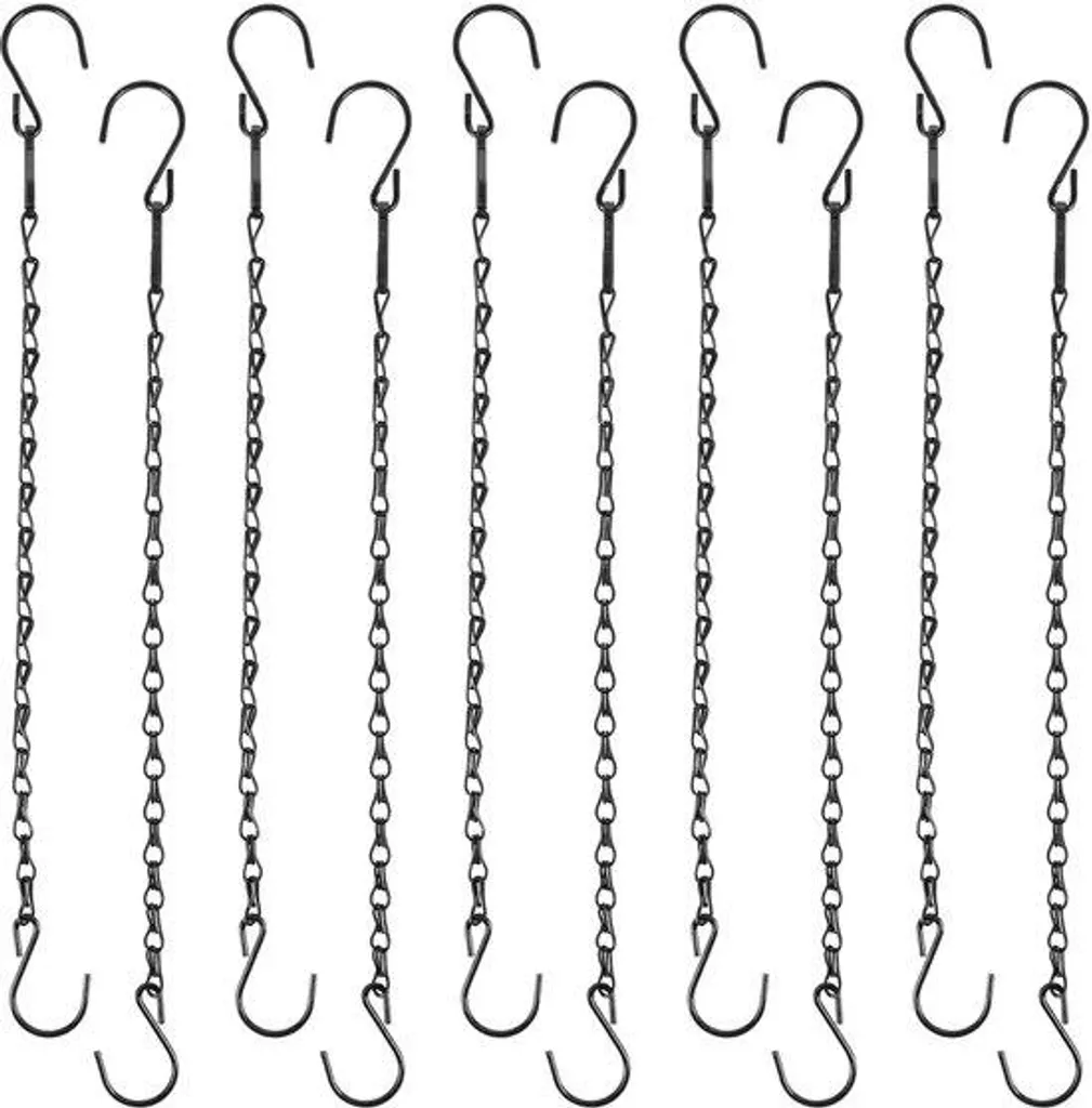Chaîne de suspension robuste en métal noir de 36 cm, fixation triple