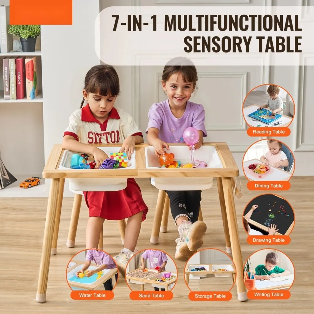 Table de jeu d'eau et de sable éducative avec accessoires de motricité