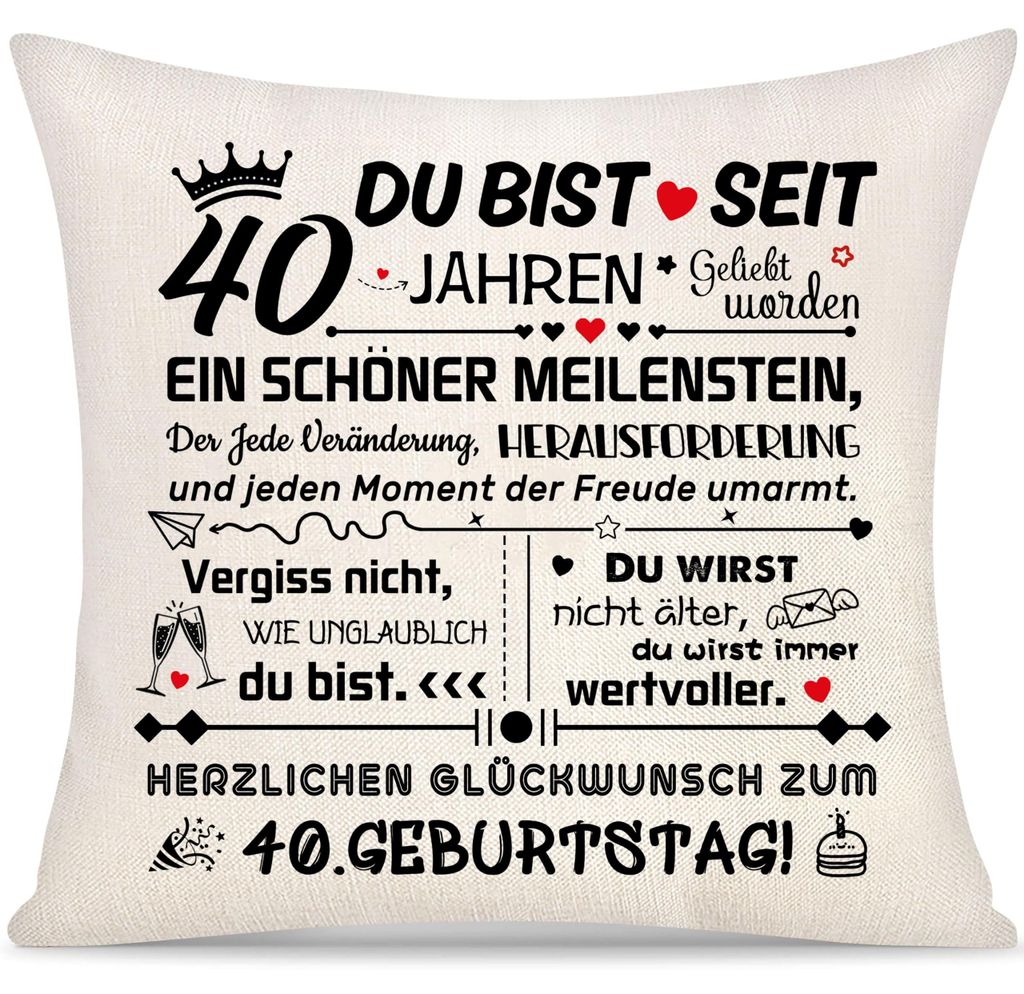Kissenbezug-Geschenkidee zum 40. Geburtstag für Frauen und Männer: Inspirierende Geschenke zum 40. Geburtstag – Kissenbezüge für Mama, Papa, ...