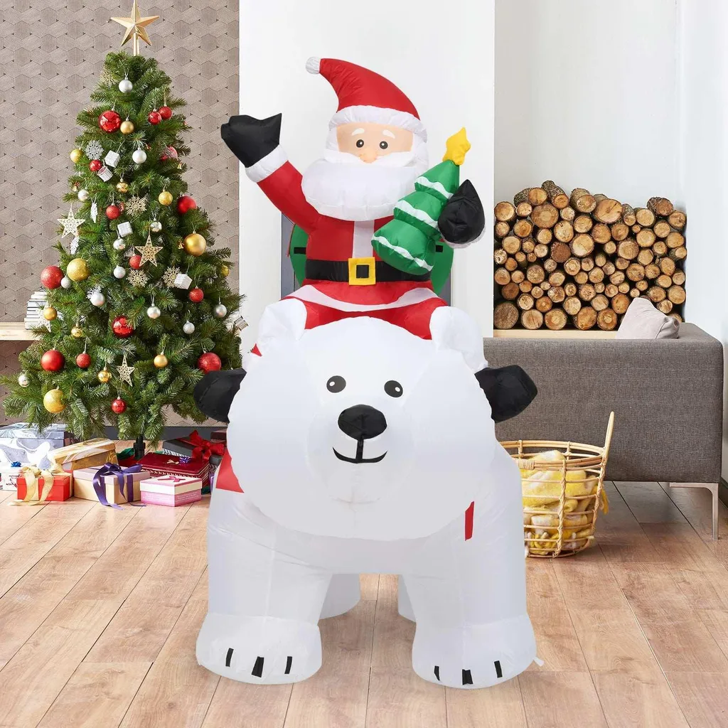 Ours Noël Gonflable Lumineux 200cm, Polyester Résistant aux Intempéries - 3