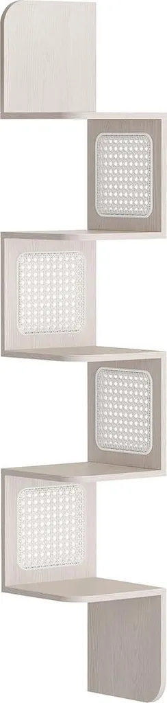 Étagère de coin pour optimiser les angles, meuble de rangement zigzag beige