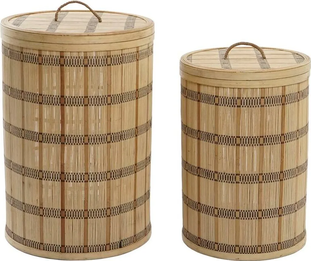 Grand Panier de Rangement Bambou Tressé Multicolore Design Naturel