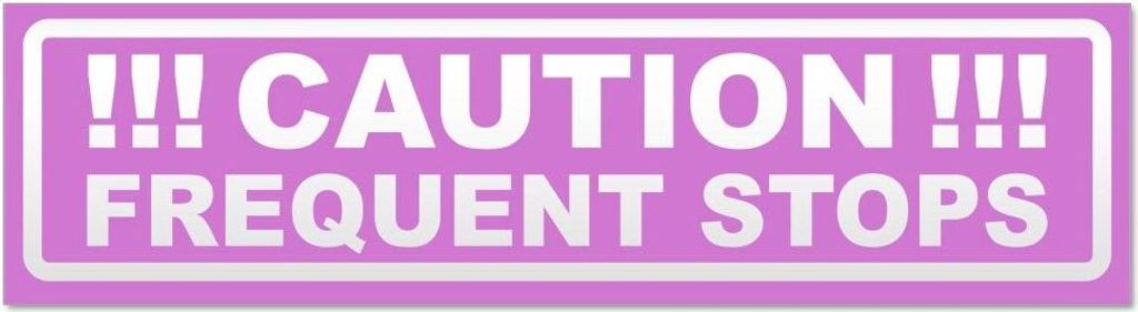 Kiwistar - Autoaufkleber - Flieder - 20 x 5,3 cm - Caution Frequent Stops V2 invertiert - Hinweis Aufkleber Sticker für Auto, Kfz, Fahrrad, PKW, LKW