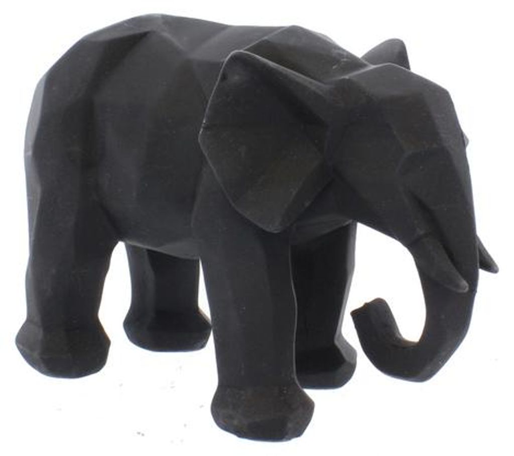 Dekofigur Elefant - geometrische Form - schwarz/weiß - 1 Stück