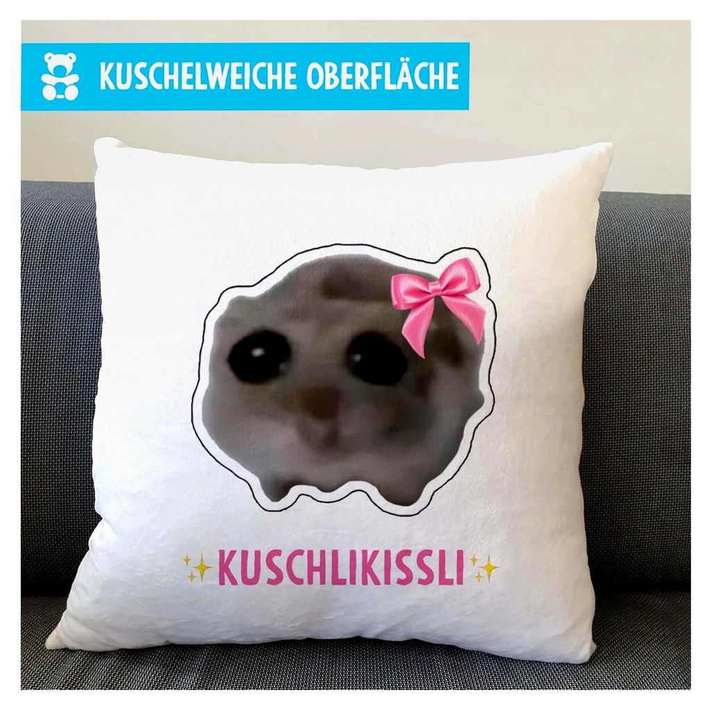 Sad Hamster Meme Kissen mit lustigen Sprüchen | Geschenke für Frauen, beste Freundin, Kollegin, Geburtstag, Weihnachten | Polster 40x40 zzgl. Fü...