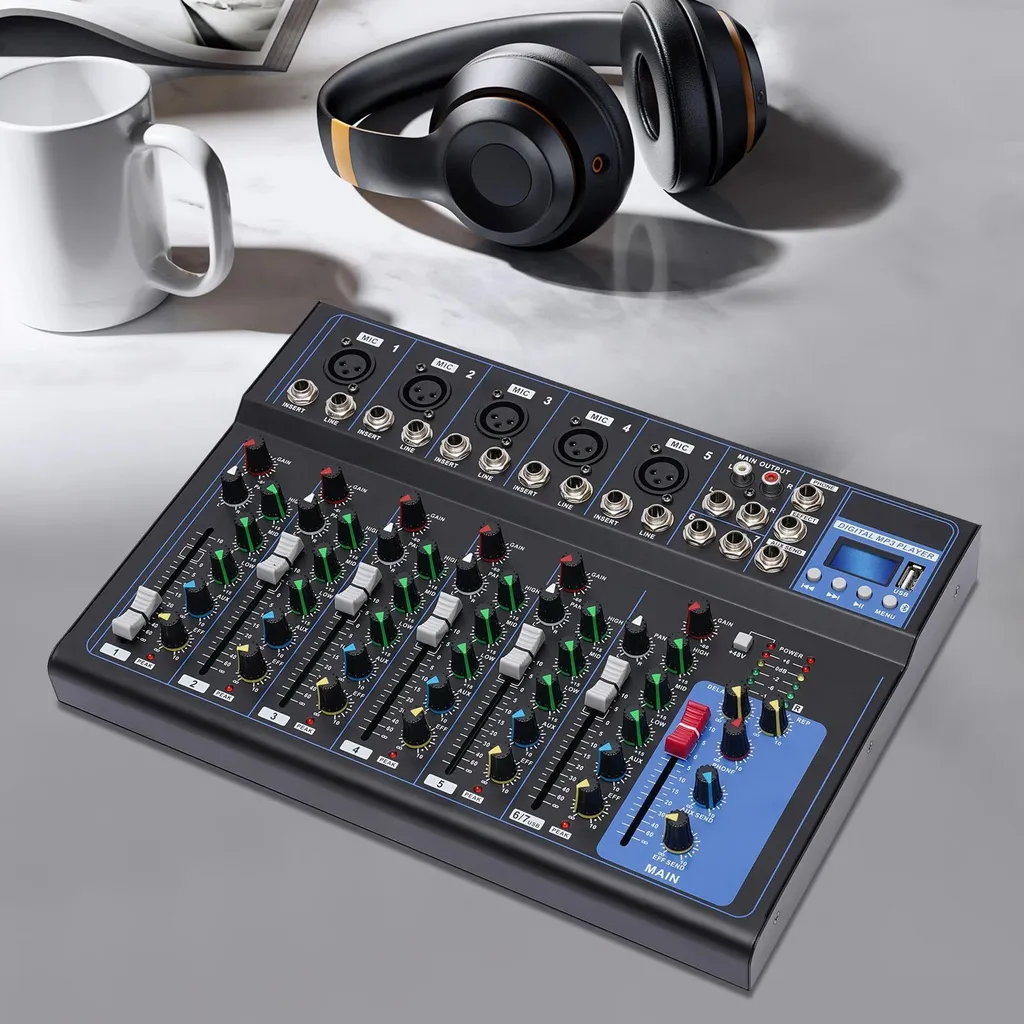 Mixer Audio per Streaming e Podcast Bluetooth 7 Canali USB 48V - 6