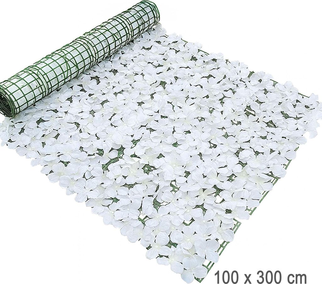 Blumenwand Weiß 100 x 300 cm künstliche Blütenwand Deko Hochzeit & Geburtstag