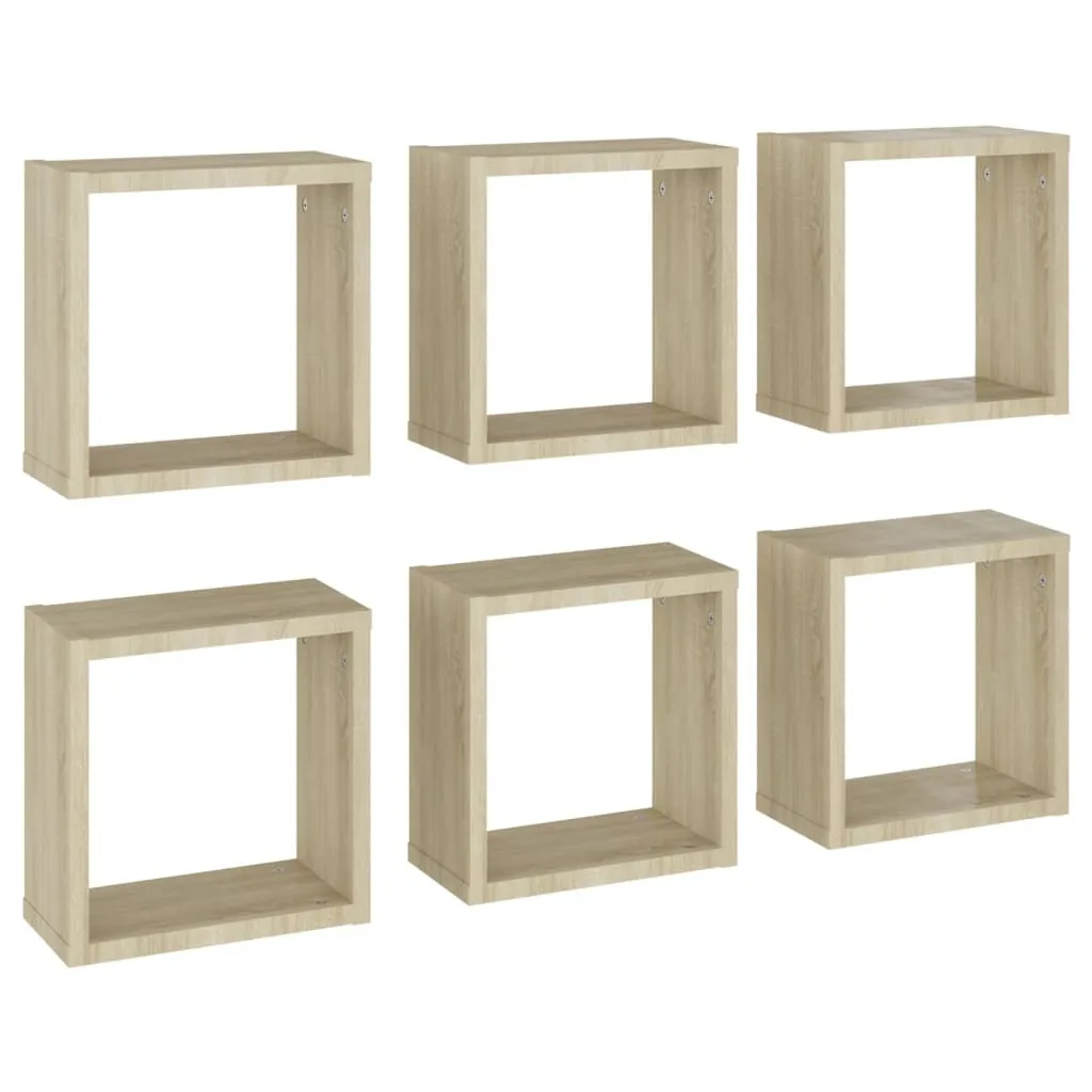 Scaffali a Cubo 6 Pezzi Rovere Sonoma 30x15x30 | Soluzione Salvaspazio