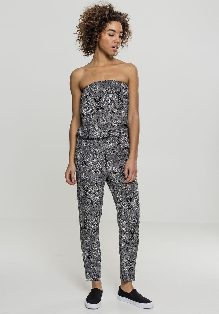 Urban Classics Damen Jumpsuit Ladies Viscose Bandeau Jumpsuit Black-XS