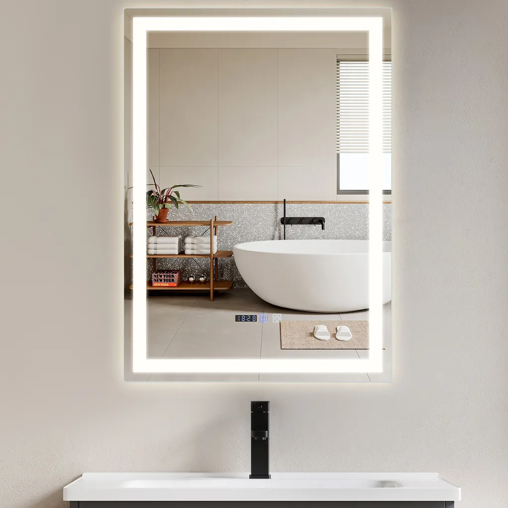 Miroir de Maquillage LED 50x70 cm avec Lumière Réglable pour Salle de Bain