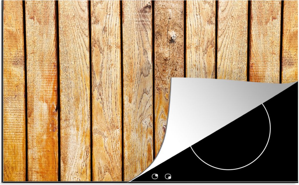 KitchenYeah Herdabdeckplatte Regale - Holz - Struktur , 80x52cm, Küche Deko, Glaskeramikfeld Herdabdeckung, Abdeckplatte fùr Kochfeld