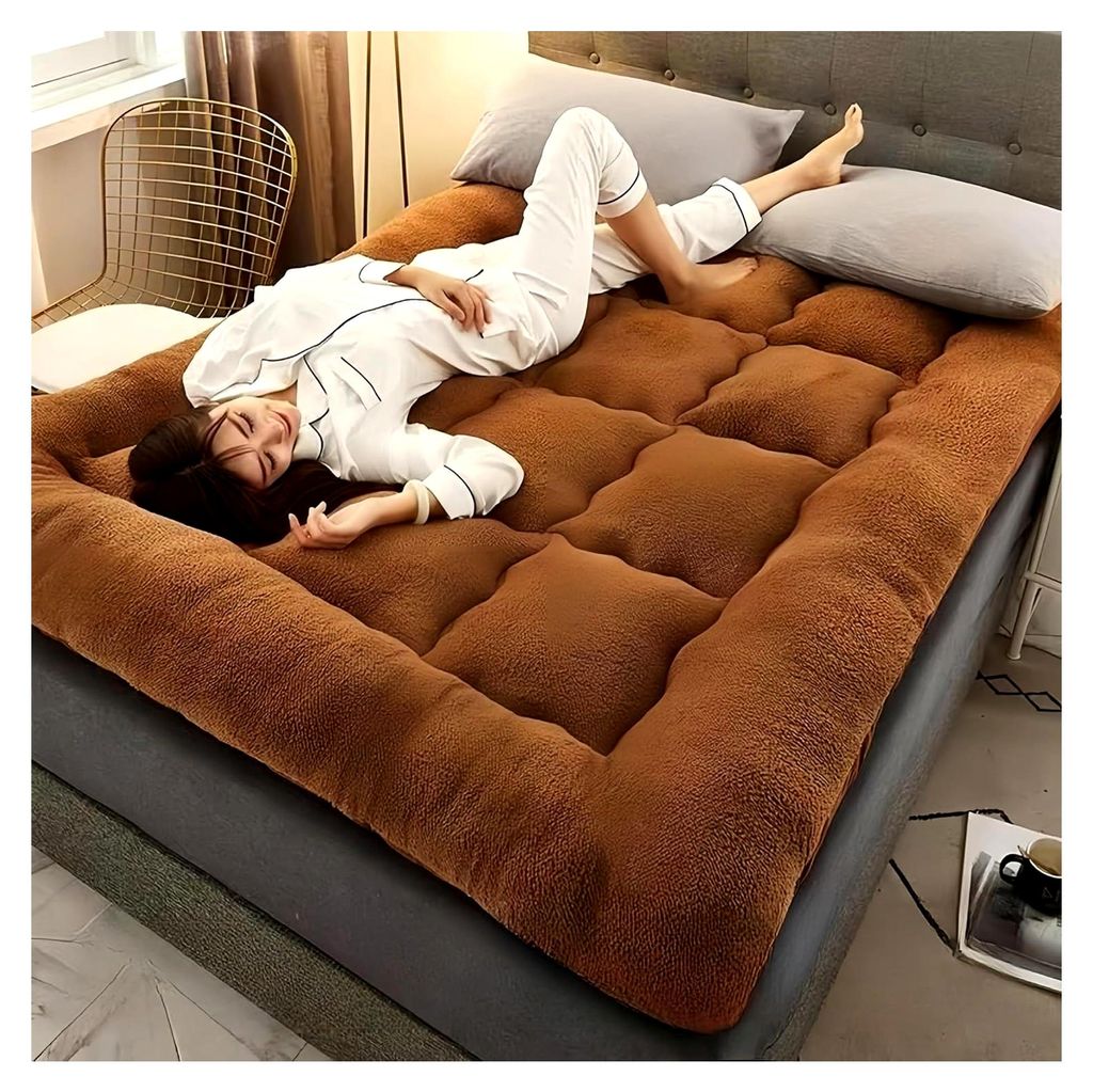 Japanische Futon-Matratze, aufrollbar, 10 cm dicke Bodenmatratze, tragbare Isomatte, faltbare Matte, Liege für Schlafzimmer, Camping und Reisen (B...