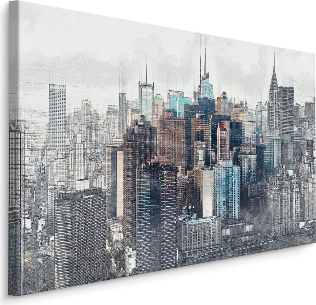 Carta da Parati su Tela 120x80 cm XXL: Arte Città e Geometria Moderna