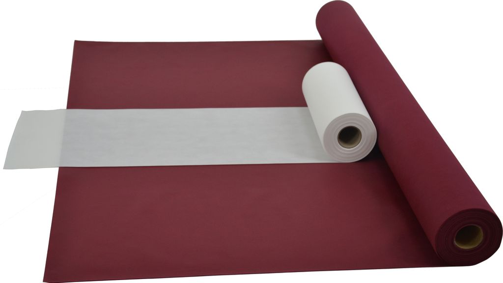 Sensalux Kombi-Set 1 Tischdeckenrolle 1m x 25m bordeaux + Tischläufer 30cm weiß