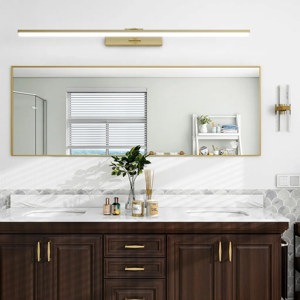 Specchio in Alluminio Oro 150x40 cm - Riflesso Nitido e Struttura Solid - 4