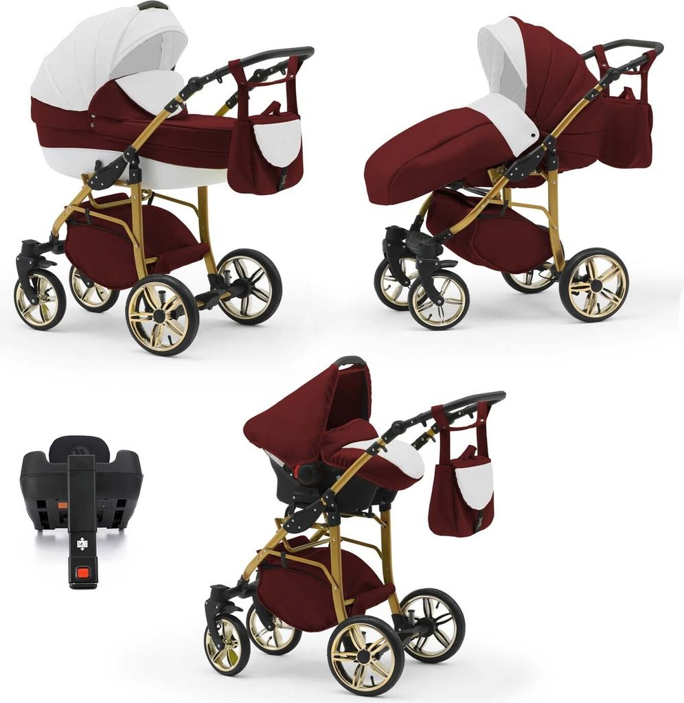 Kinderwagen 5 in 1 Neo Gold inkl. Sportsitz, Autositz und Iso Base - 17 Teile - in 22 Farben