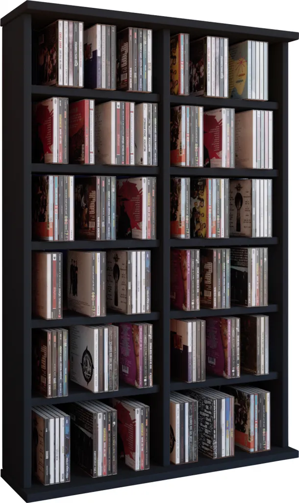 Étagère VCM Ronul Bois pour 204 CD ou 72 DVD - Dim. 92 x 60 x 18 cm