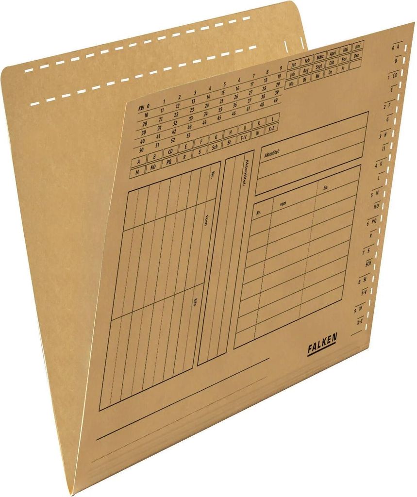 Falken 100x Einstellmappe A4, RC-Kraftkarton, Schlitzstanzung, Braun, 80004377F