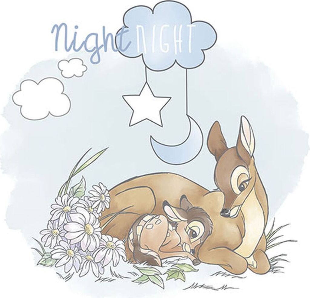 Disney Poster Bambi Good Night Blau und Beige - 610096 - 40 x 50 cm