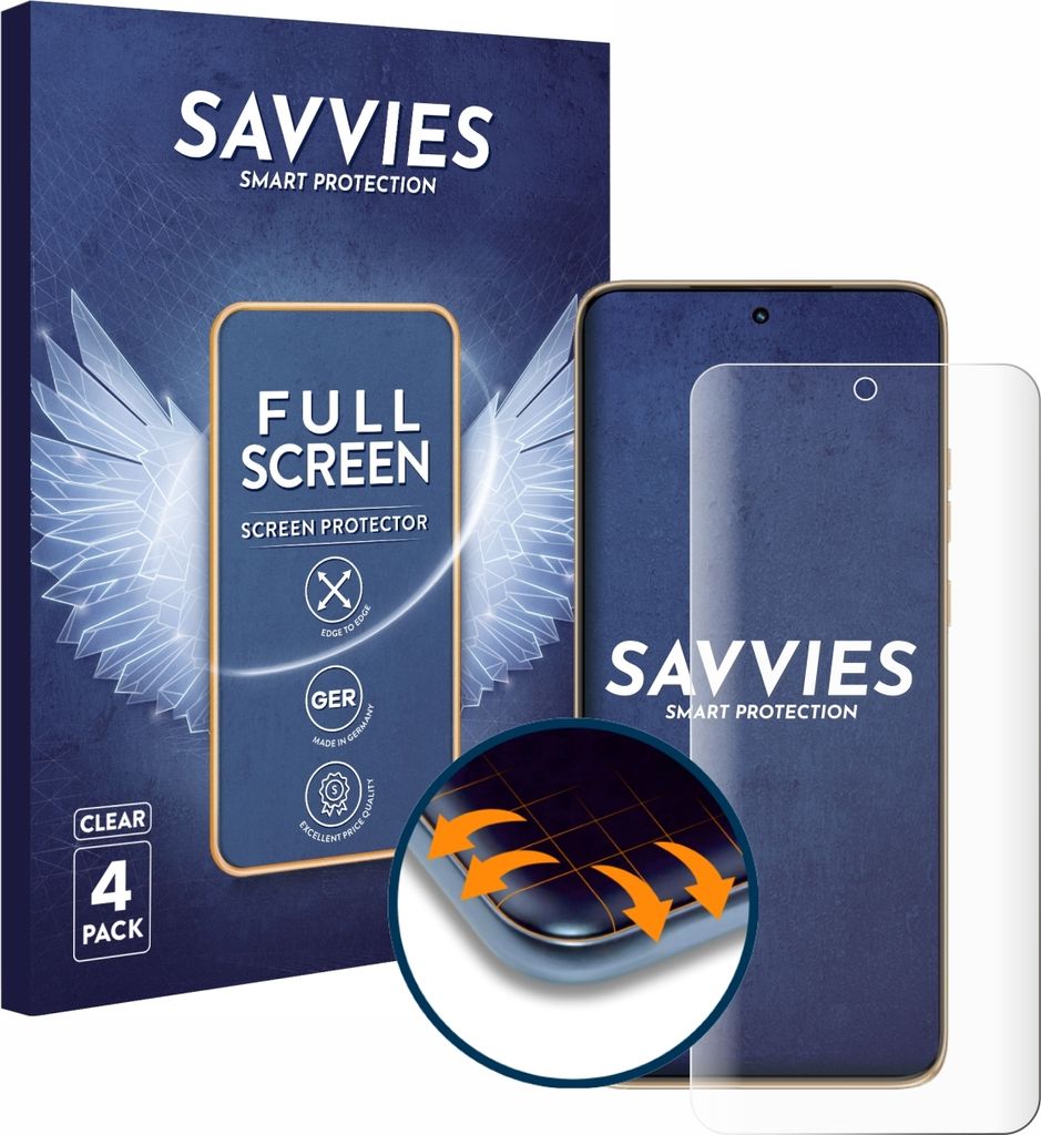 4x Savvies Fullscreen Schutzfolie für Motorola Edge 50 Neo Displayschutz Folie Fullcover Klar Transparent