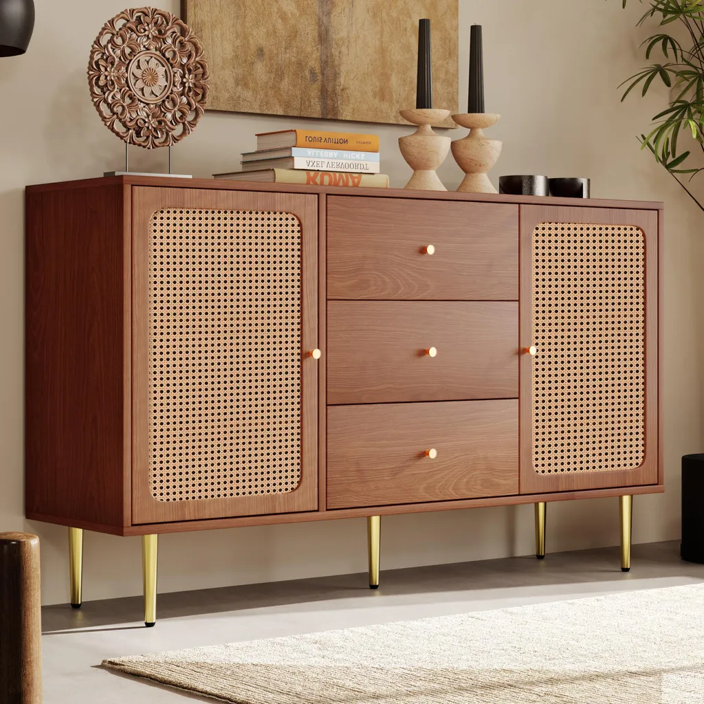 Meuble Bas Brun 120cm : Finissez-en avec le Désordre - 3 Tiroirs Pro