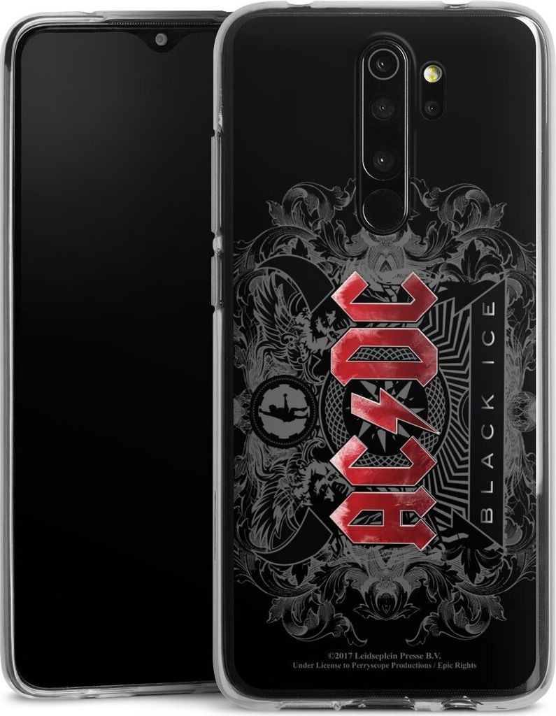 DeinDesign Handyhülle für Xiaomi Redmi Note 8 Pro Silikon Hülle Case Smartphone Schutzhülle ACDC Black Ice Fanartikel