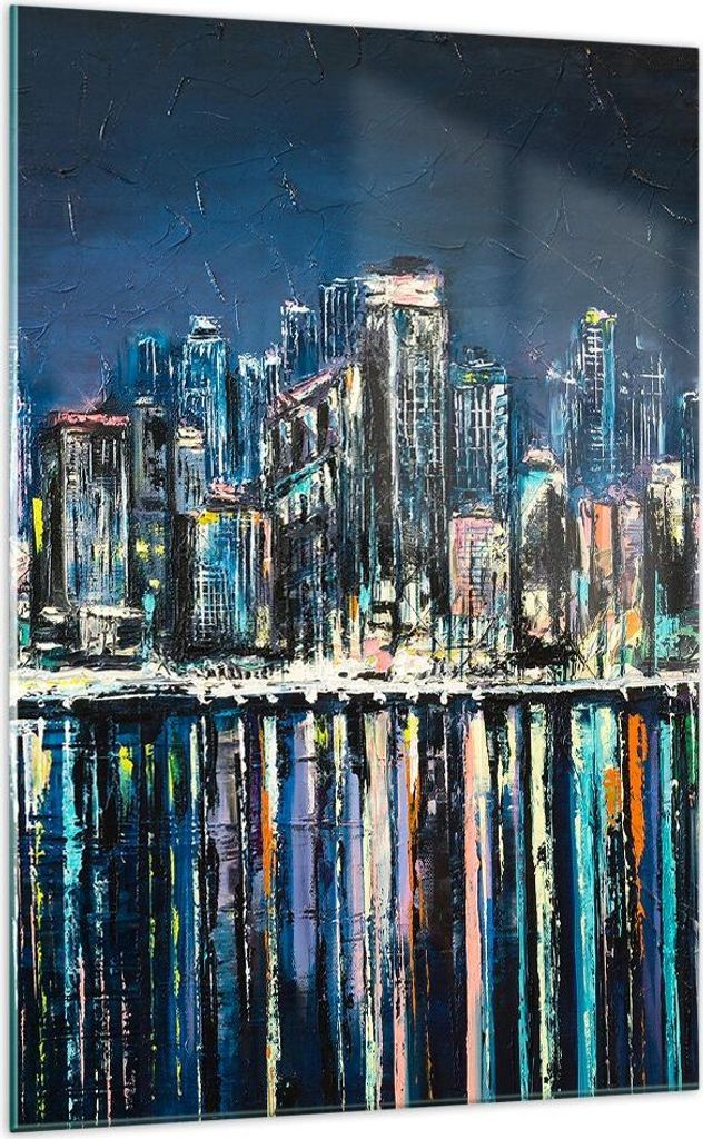 Bilder auf glas - Einteilig - Stadt Aussicht Wasser - 70x100cm - Glasbilder - Wandbilder - Bilder - zum Aufhängen bereit - Wanddekoration aus Glas...