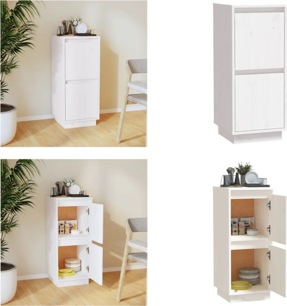 Credenza Bianca 31,5x34x75 cm in Pino Massiccio | Arredo vidaXL