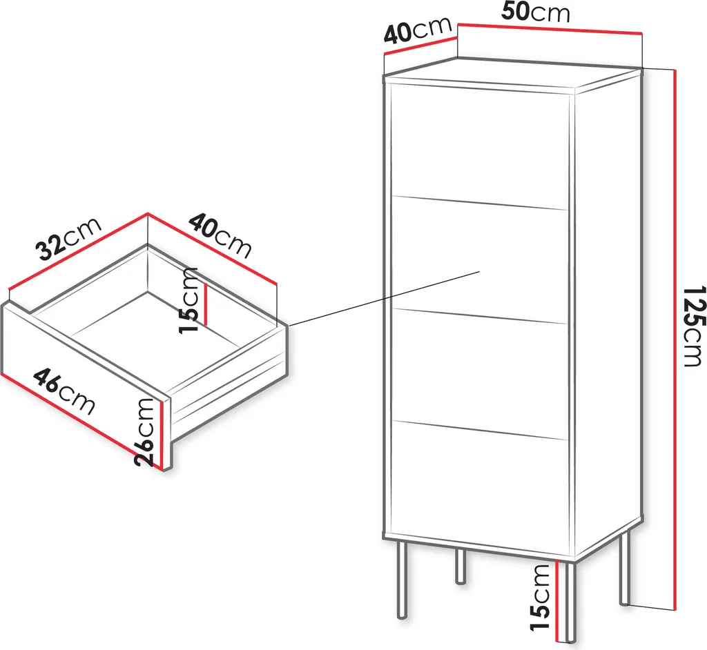 Commode étroite HARTSELE beige - Meuble de rangement compact design - 4