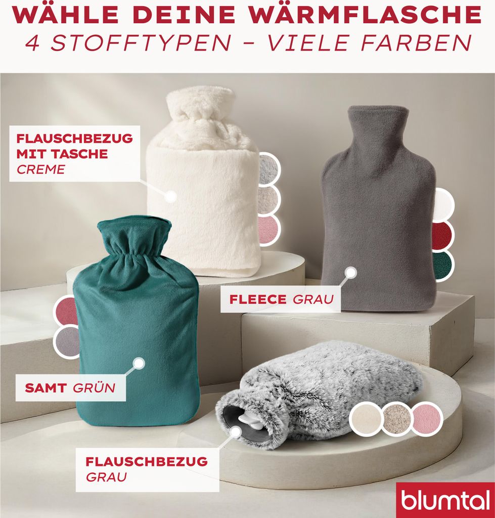 Blumtal Premium Wärmflasche mit Bezug in -