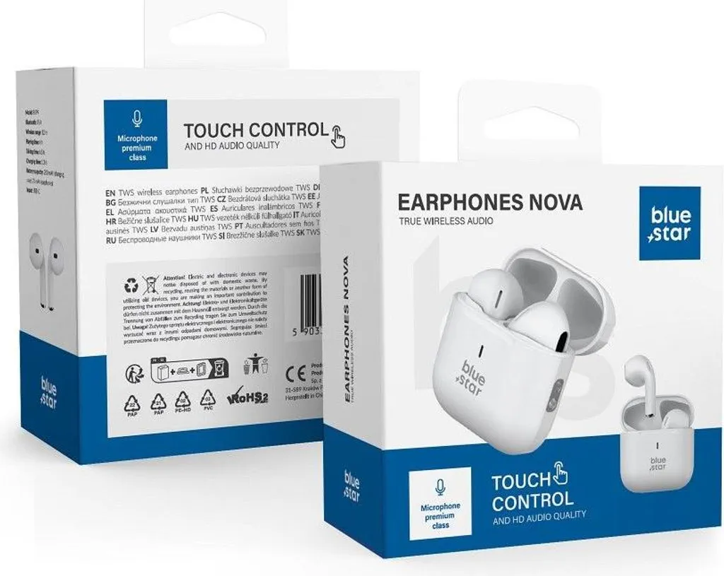 Blue Star Cuffie Bluetooth Bianco: Audio Wireless e Comandi Touch