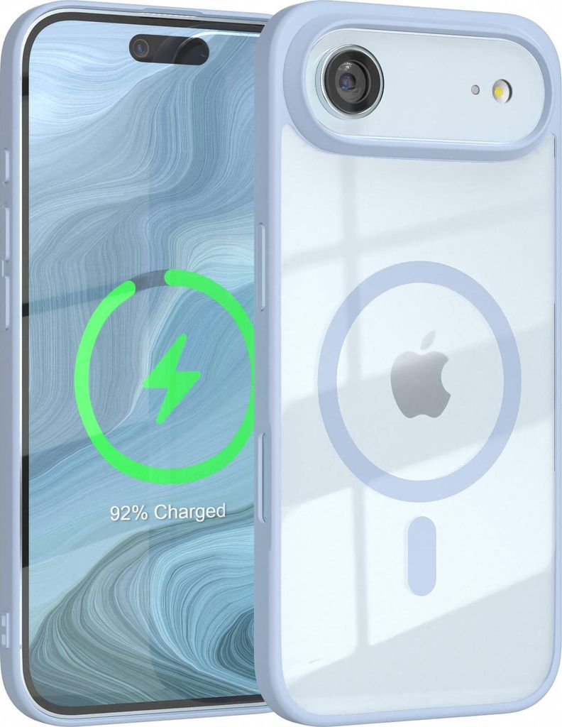 EAZY CASE Clear MagSafe Case für Apple iPhone Air, Qi-Charging, Silikon mit Kameraschutz, Bumper Case in Hellblau