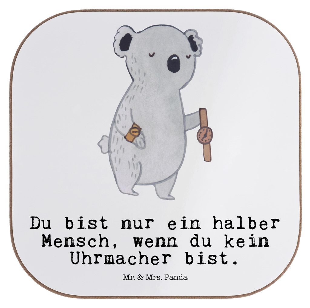 Mr. & Mrs. Panda Tassenuntersetzer Uhrmacher Herz - Weiß - Geschenk, gläseruntersetzer, Untersetzer Glas, für Gläser, Coaster, Tischuntersetzer...
