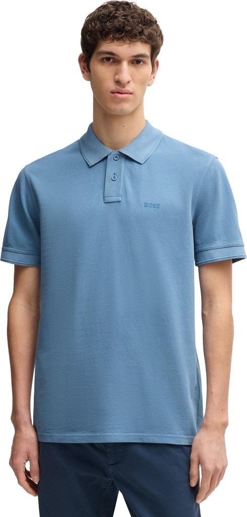 BOSS Orange Prime Poloshirt blau einfarbig
