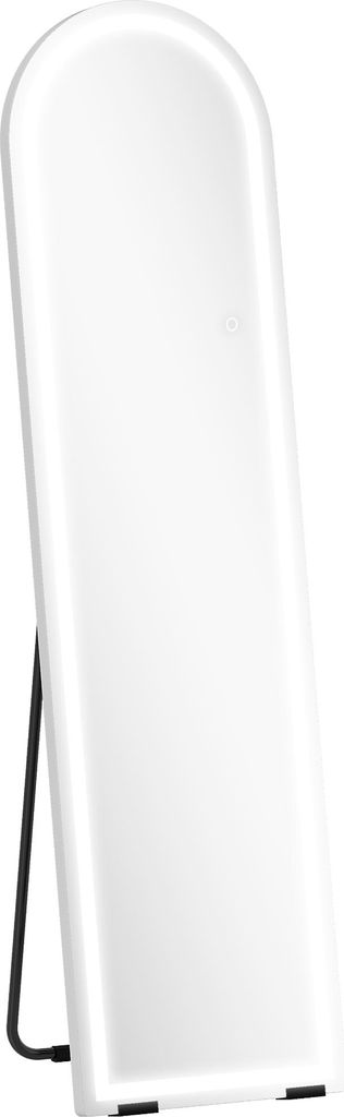 Ganzkörperspiegel mit LED-Lichtern, 150 x 40 cm, bogenförmig, dimmbar, 3 Lichtfarben, freistehend oder Wandmontage, Weiß