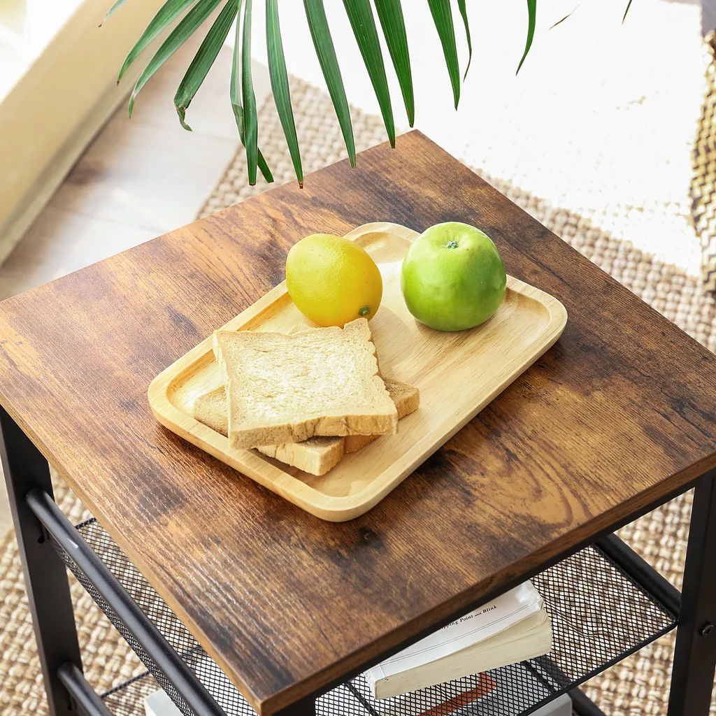VASAGLE Table d'Appoint Industrielle avec 2 Étagères Grillagées Réglables - 5