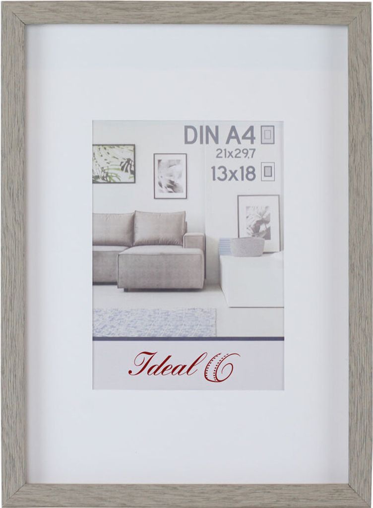 Madrid Elegante Bildpräsentation Kunststoff Bilderrahmen Holzoptik Foto Rahmen Bildträger - Farbe: Grau | Format: 30x40