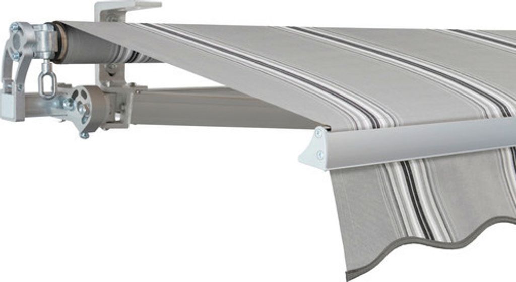 SOLUNA Gelenkarmmarkise Concept 4x2 Stoff Dessin A131 Gestell Silber E6EV1 eloxiert Antrieb links inkl. Kurbel