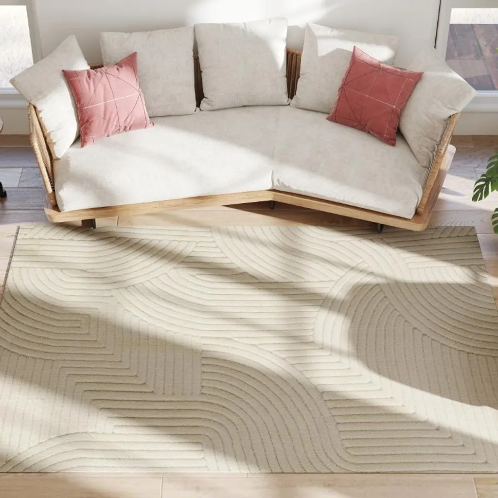 Tapis Fortuna Lai tissé machine blanc crème 15 mm antidérapant chic