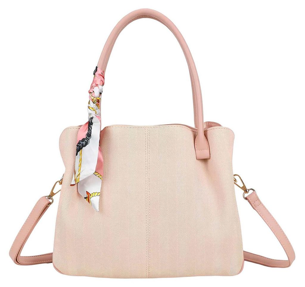 Gallantry, Damen Shopper Chevron Muster lange Henkel mit Tuch, Rosa