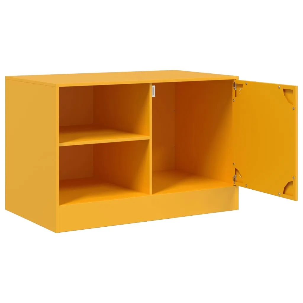 Meuble TV en acier jaune moutarde | Rangement compact et robuste - 7