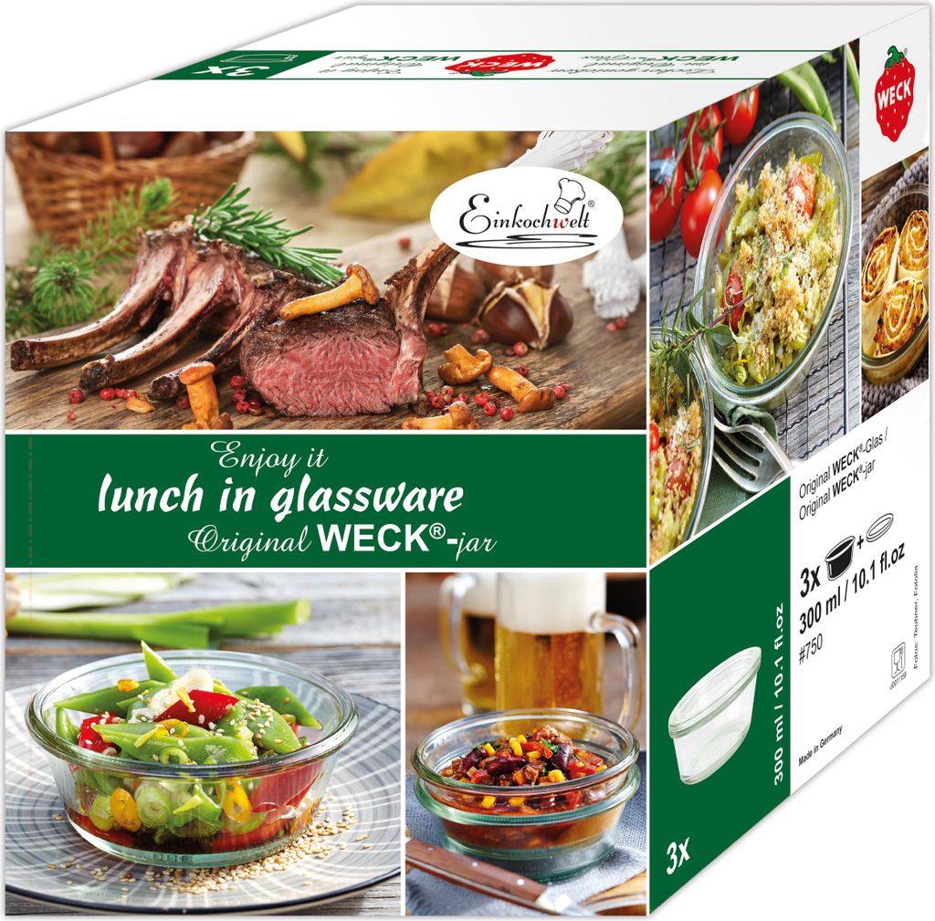 Weck Gourmetgl?ser 300 ml 3er Karton (Gourmetgl?ser für Salate) 19815
