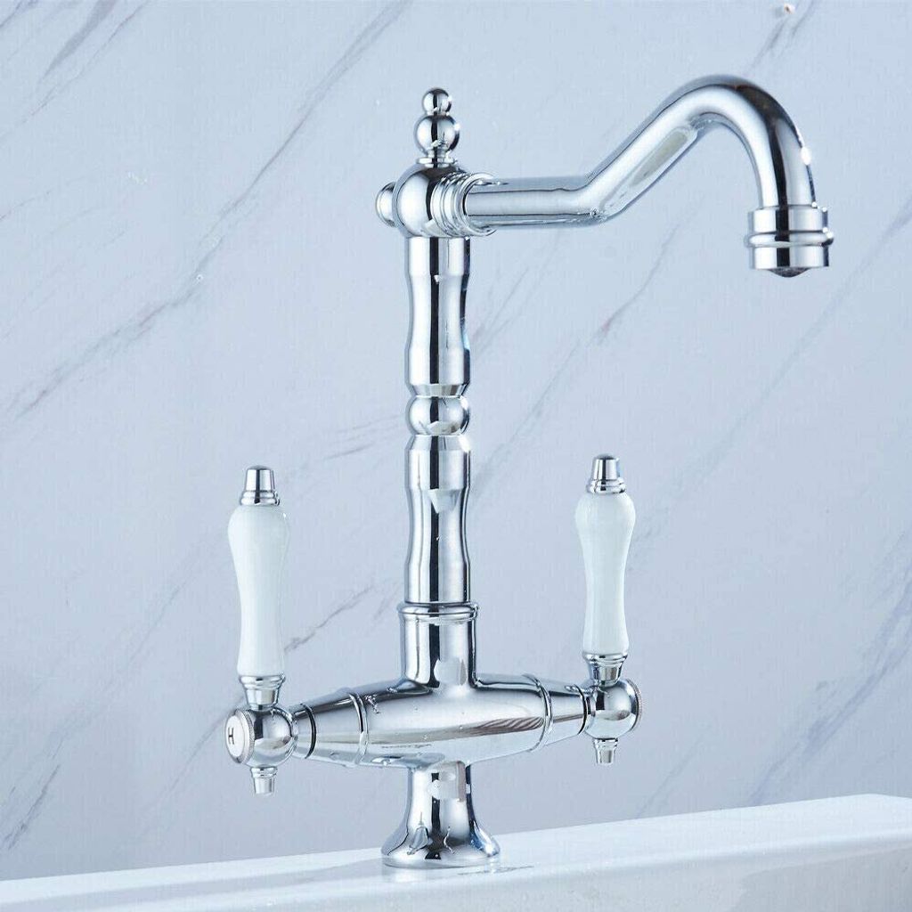 Wasserhahn Küche Armatur Küchenarmatur Bad Spültischarmatur Waschtisch Mischbatterie Waschbecken nostalgie Keramik Zweigriff